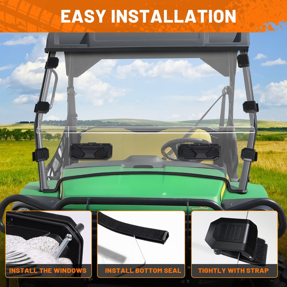 2xGator windows For 2004-2024 John Deere Gator HPX Front &Rear Window Windshield