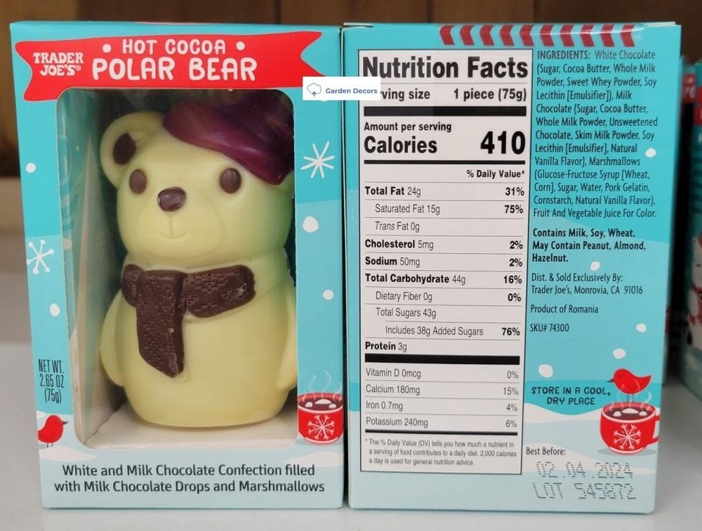 Trader Joe's Hot Cocoa Polar Bear 2.65oz 75g (2 Boxes)