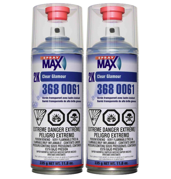 USC Spray Max 2k High Gloss Clearcoat Aerosol 2 PACK Bottle 2Component Clearcoat