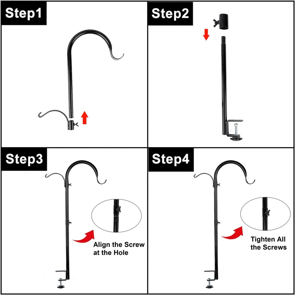 WOSIBO 4 Pack Three Span Deck Hook, 37 Inches Deck Bird Feeder Pole, Hanging ...
