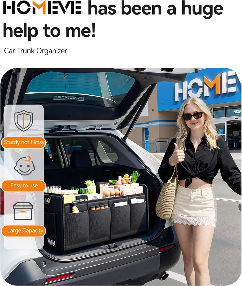 Trunk Organizer Car Storage Collapsible MultiCompartment Foldable