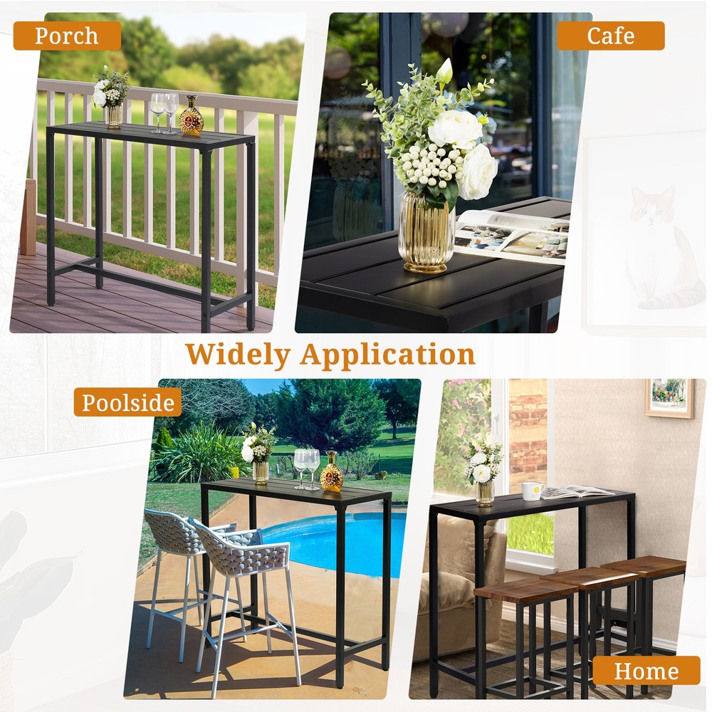 40in Iron with Adjustment Knob Patio Bar Table Black