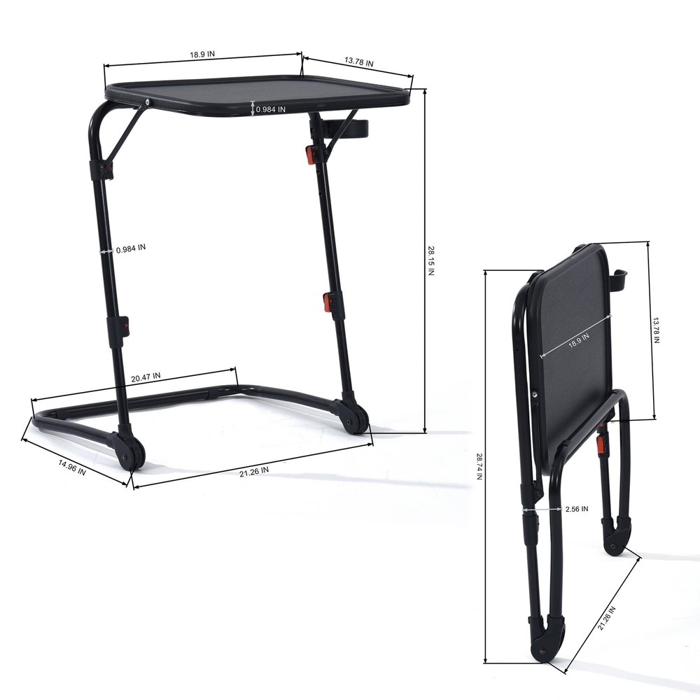 Adjustable Folding Table Portable Small Table Patio Camping/Backyard Black