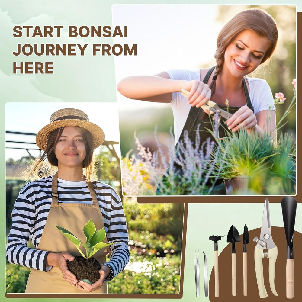 7 Pcs Bonsai Tree Kit Garden Bonsai Tools Set Includes Pruning Shears