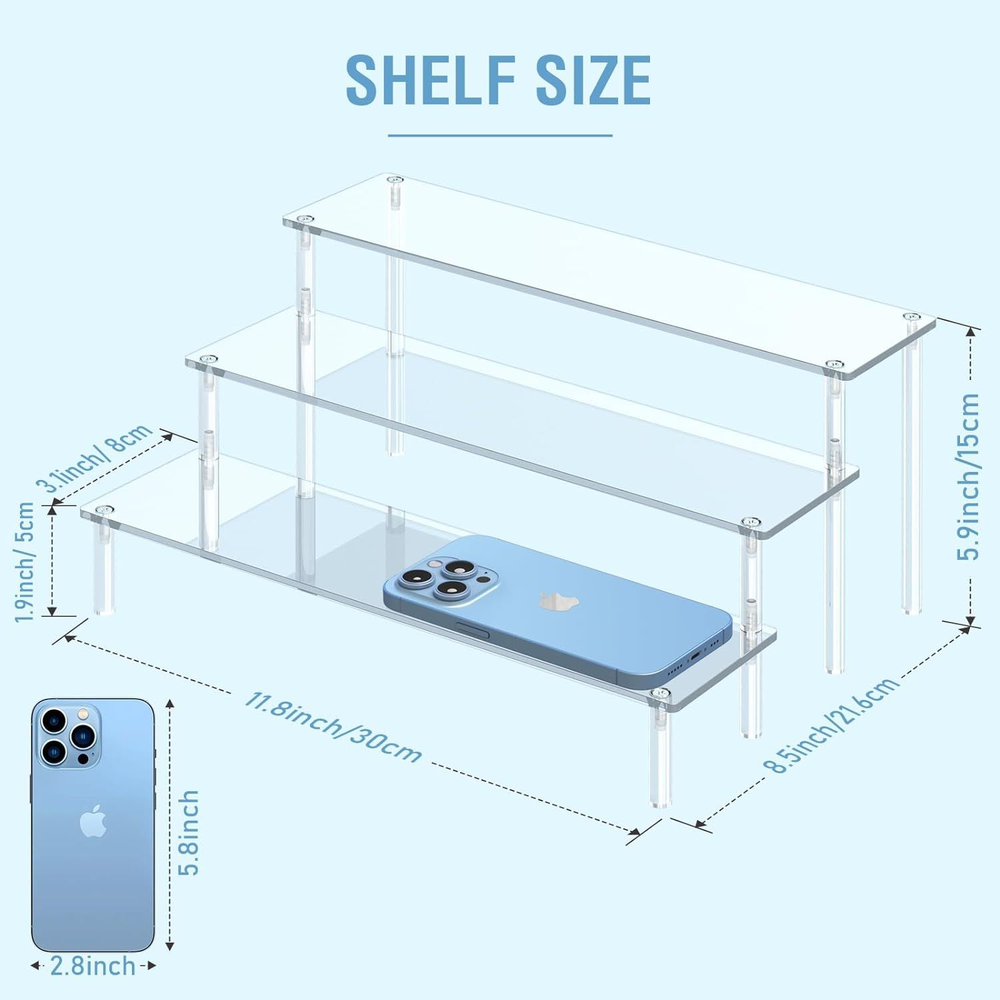Aredpoook Acrylic Display Risers, 3 Tier Perfume Organizer Stand, Clear...