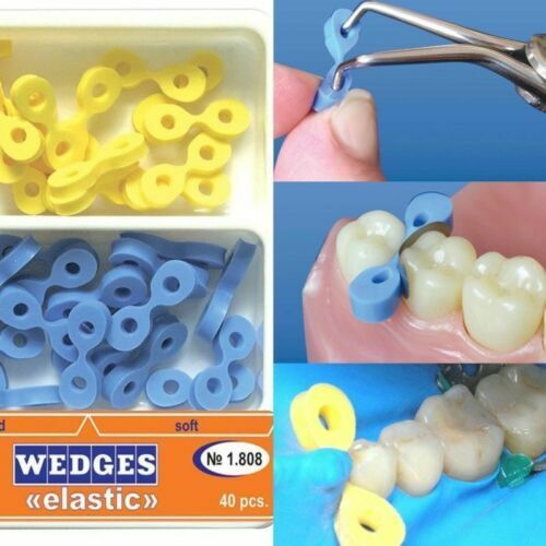 40Pcs Elastic Rubber Fixing Wedges Matrix Matrices Dental Dam Composite TOR VM