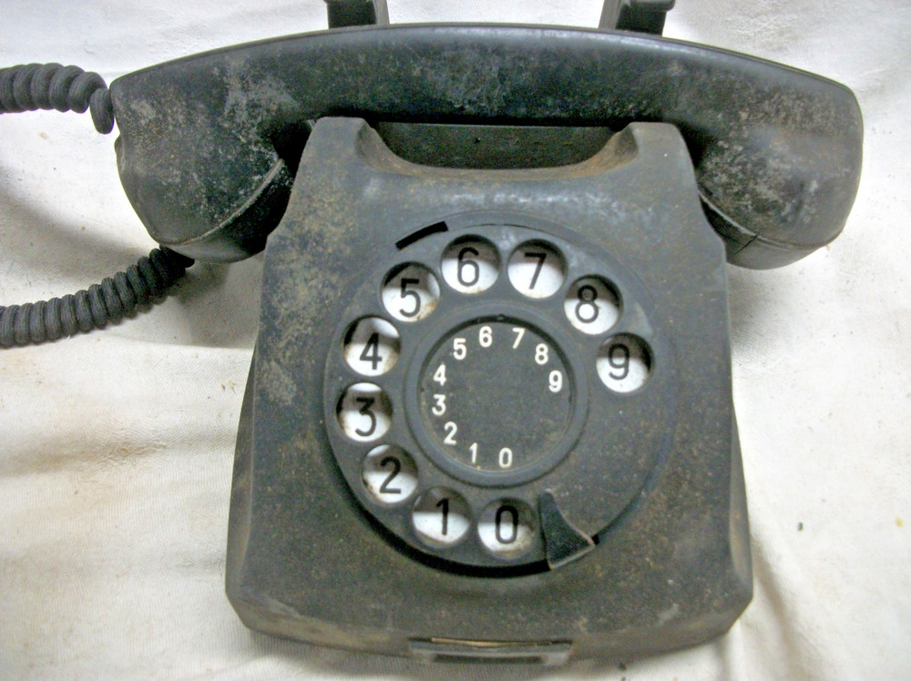 Unusual phone with coiled cloth covered handset cord