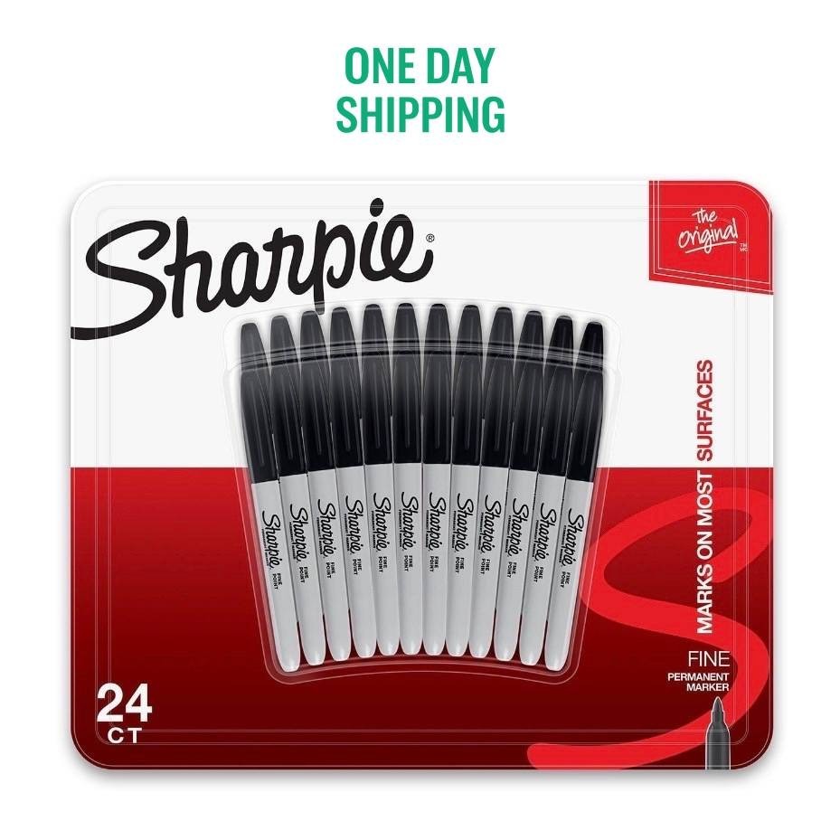 Sharpie Permanent Markers Fine Point Black 24 Count