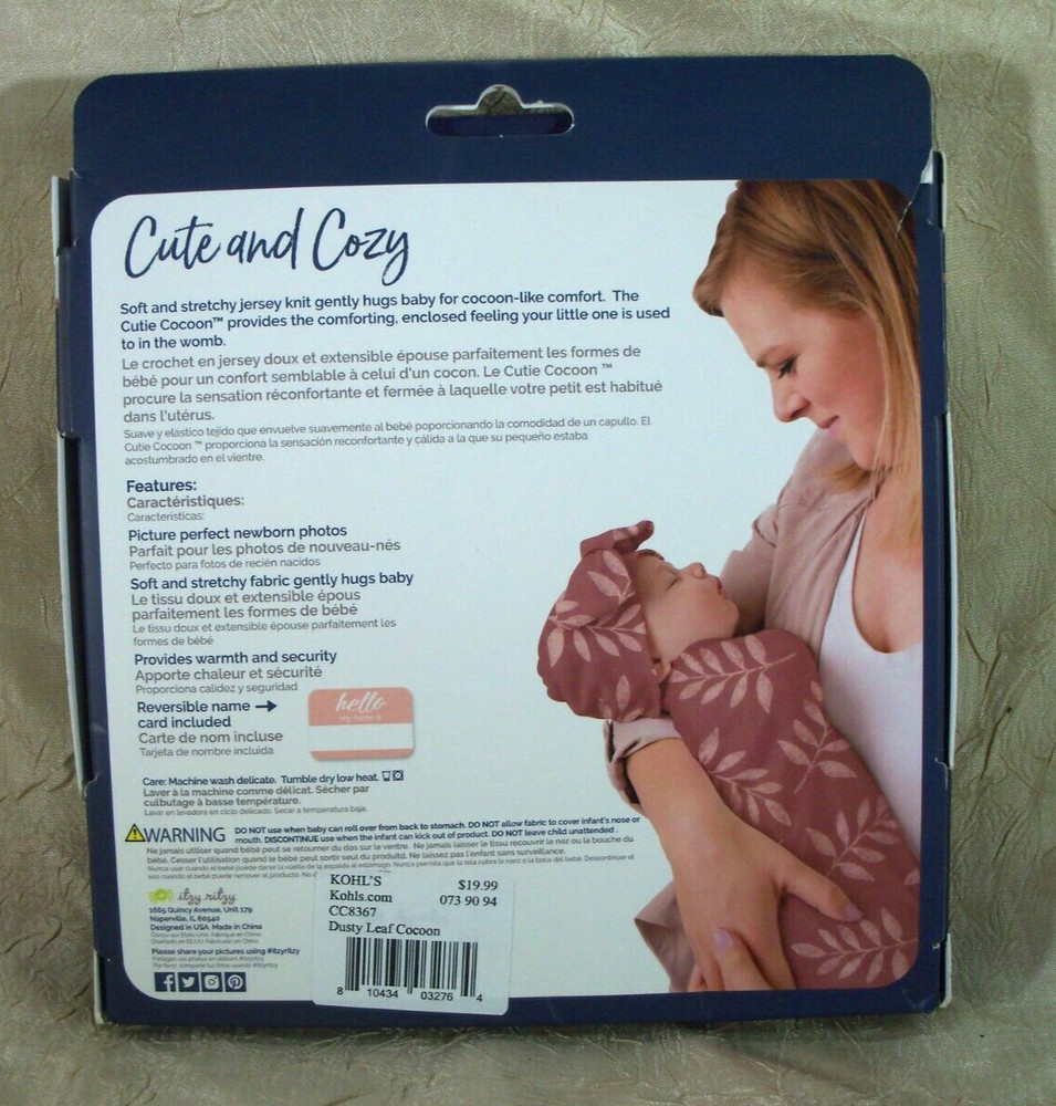Itzy Ritzy Cutie Cocoon™ Matching wrap & hat set Dusty Leaf Pattern 0-3mts