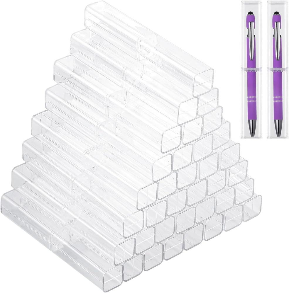 40 Pcs Pen Gift Boxes, Clear Acrylic Pen Cases Reusable Pen Storage Containers T