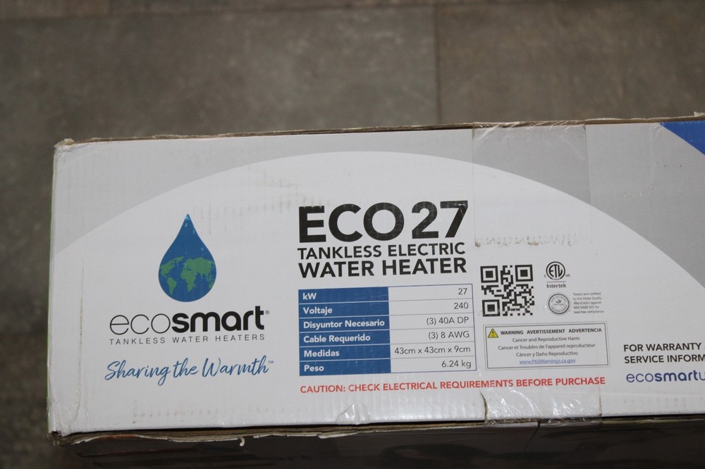 EcoSmart 27kW 240 Volt Electric Instant On Demand Tankless Water Heater 27 kW