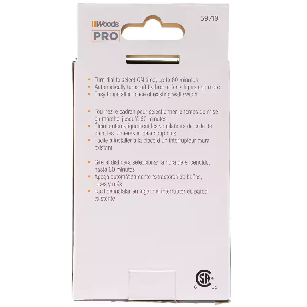 20-Amp 60-Minute In-Wall Spring Wound Countdown Timer Switch, Gray