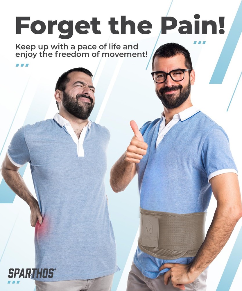Sparthos Back Brace for Lower Back Pain Relief, Sciatica, Herniated Disc Support