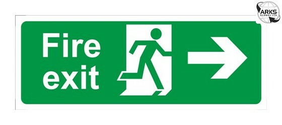 CASTLE PROMOTIONS Fire Exit Arrow Right - Rigid Polypropylene - 150mm x 400mm SS