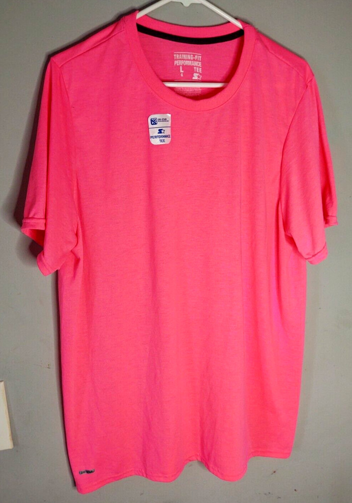 Starter Training Fit Performance Dri-Star Tee, Light Neon Pink Size Large NEW T4
