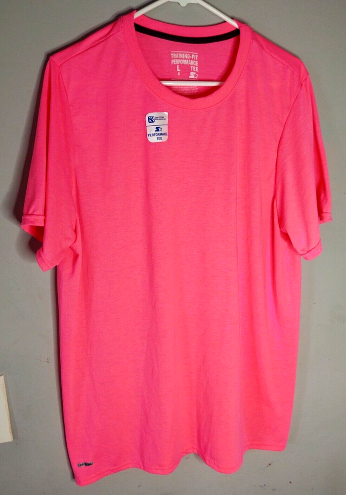 Starter Training Fit Performance Dri-Star Tee, Light Neon Pink Size Large NEW T4