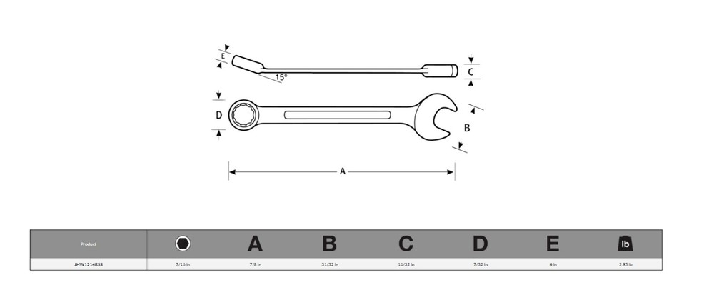WILLIAMS 1214RSS 7/16IN COMBO RATCHETING WRENCH SHORT HANDLE