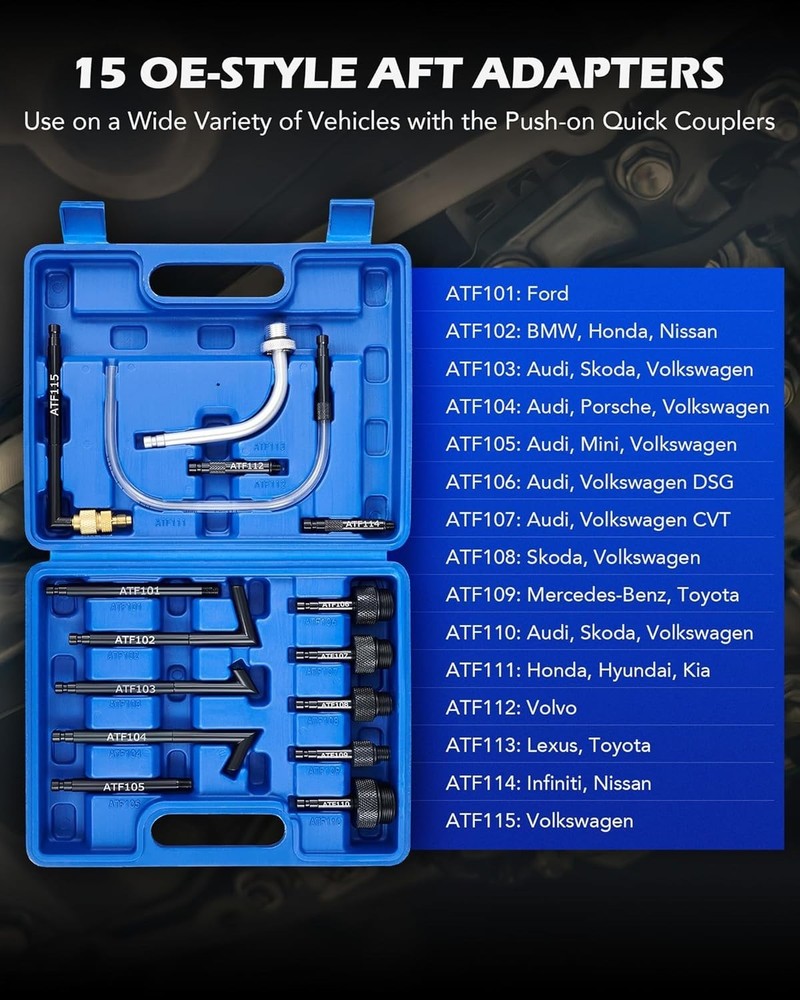 Professional 6L Pneumatic Fluid Bleeder Set - Includes 15 Adapters & Hoses