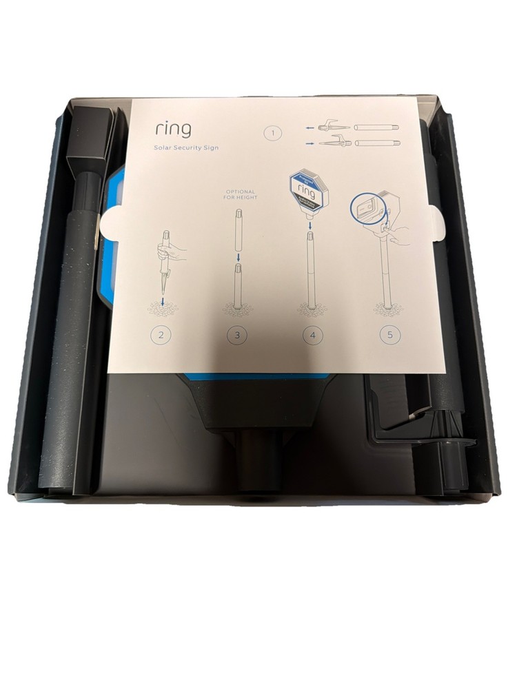 Ring Solar Security Sign Solar Powered Security Illuminated Sign New Open Box