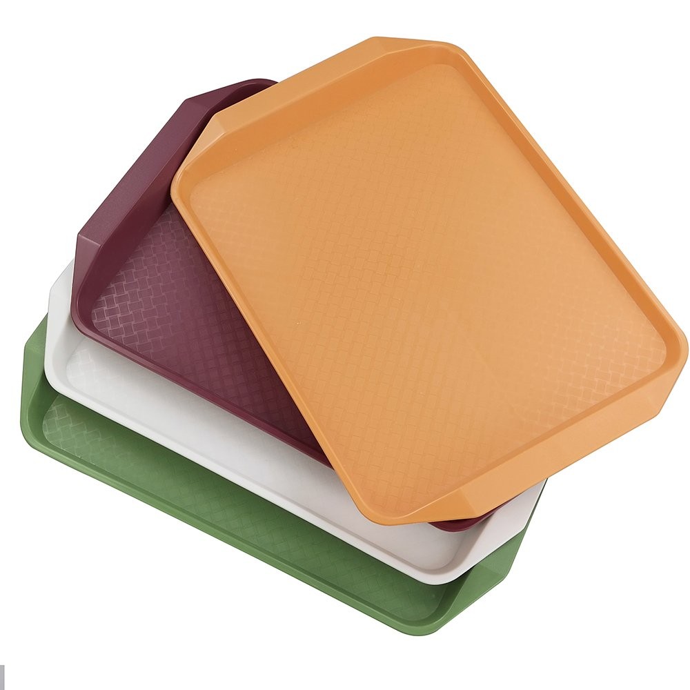 Idotry Plastic Fast Food Serving Trays, 4-Pack Plastic Rectangular Serving Trays