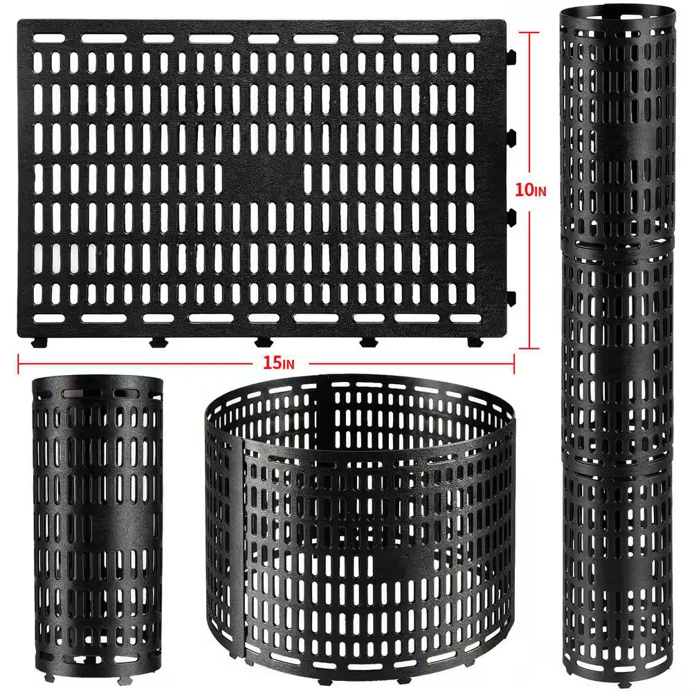 15 In. Black Plastic Tree Guard Tree Protector Expandable Ventilated Plant Suppo