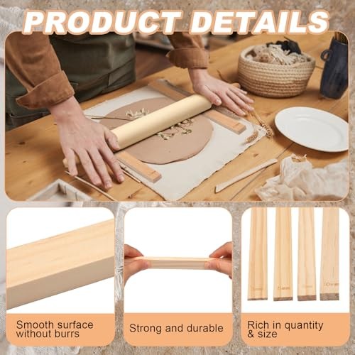 12 Pcs Pottery Tools Include 1 Wood Rolling Pin Sculpting Polymer Tablecloth