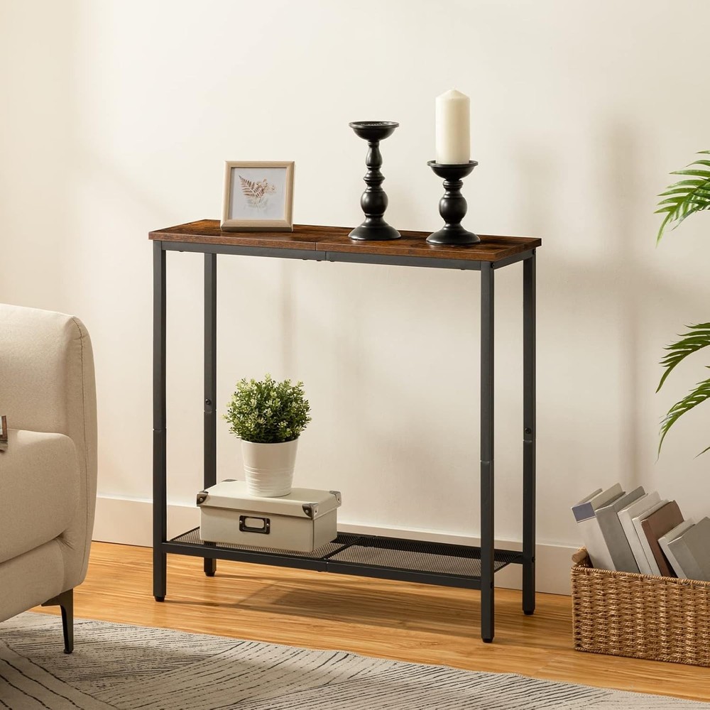 29.5" Narrow Console Table, Small Entryway Table with Shelf, 2 Tier Thin