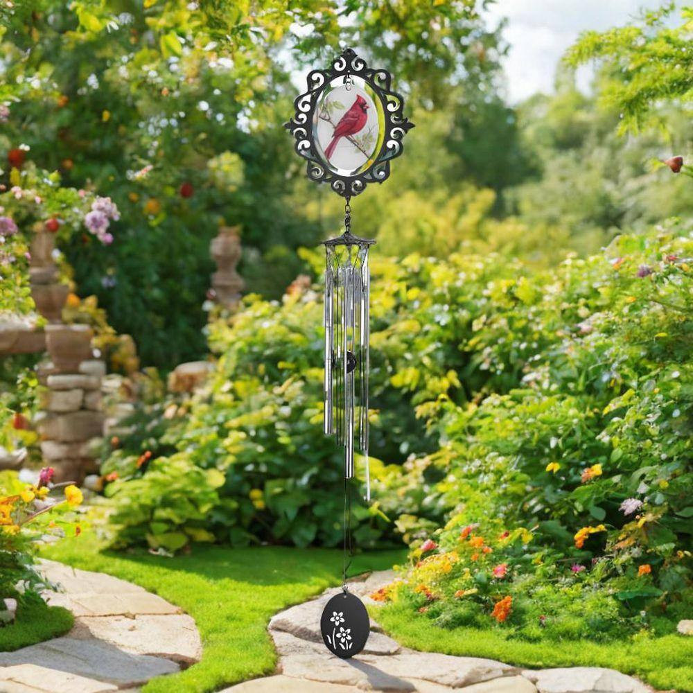 33 In. Long Red Cardinal Glass Wind Chime