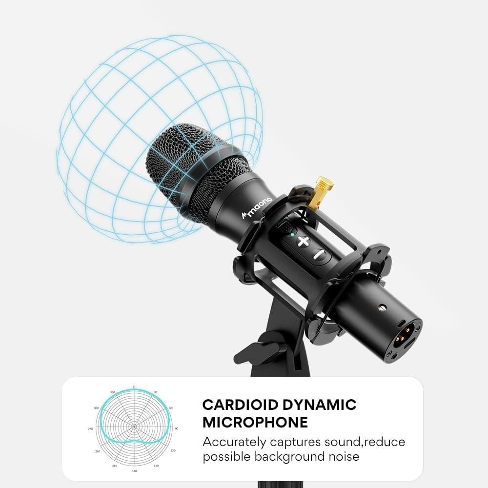 Cardioid Dynamic Microphone with Shock Mount & Pop Filter for Recording Quality