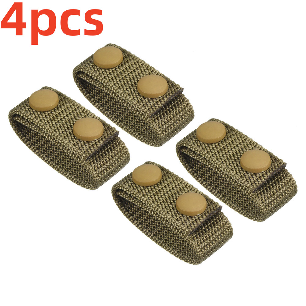 Belt Keeper, 4Pcs Nylon Webbing Loop with Double Snaps Belt, Khaki