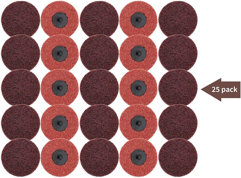 25pcs 3 in Medium Surface Prep Roll Lock Sanding Disc Pads for Die Grinder Drill