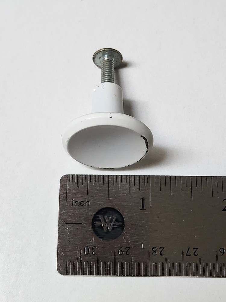 Vintage Metal White Drawer 1" Pull Knob