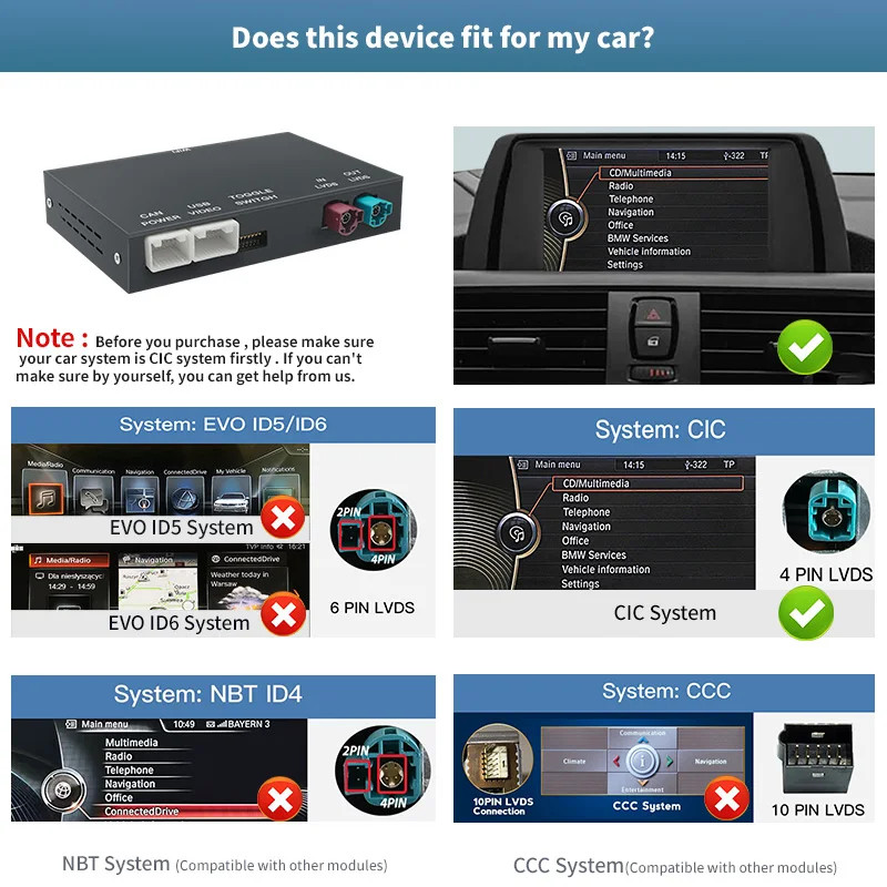 Wireless Android/Auto CarPlay For BMW 3 series E90 E91 E92 2008-2013 CIC module