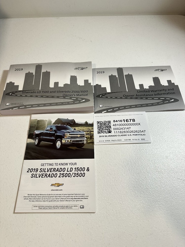 2019 Chevrolet Silverado Owners Manual Set