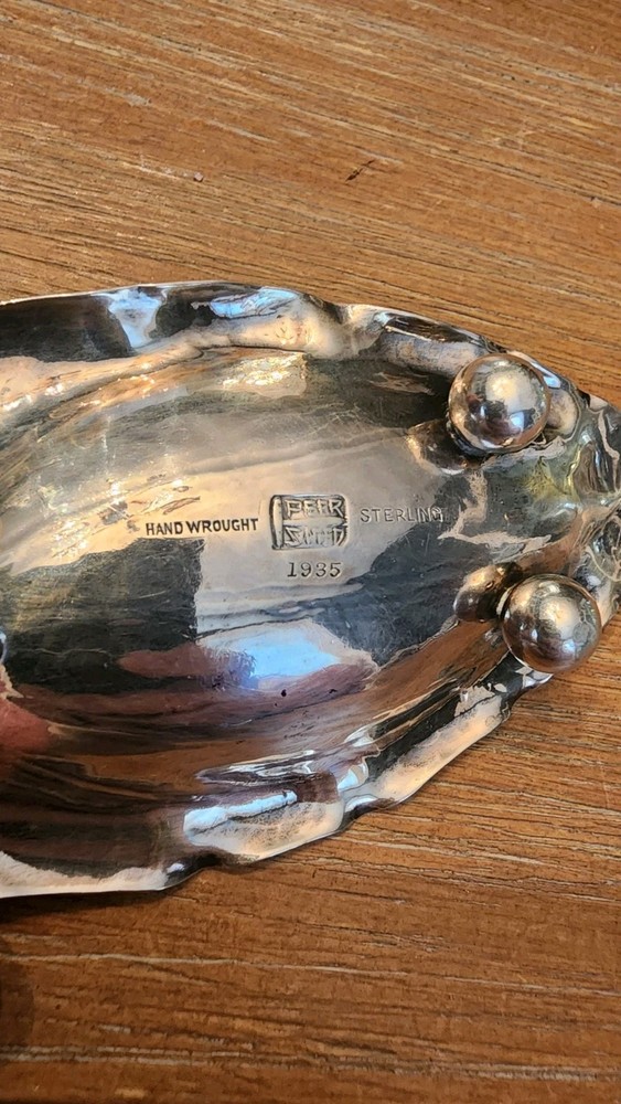 Rare PEER SMED Sterling Silver Leaf Footed Dish/Bowl Signed