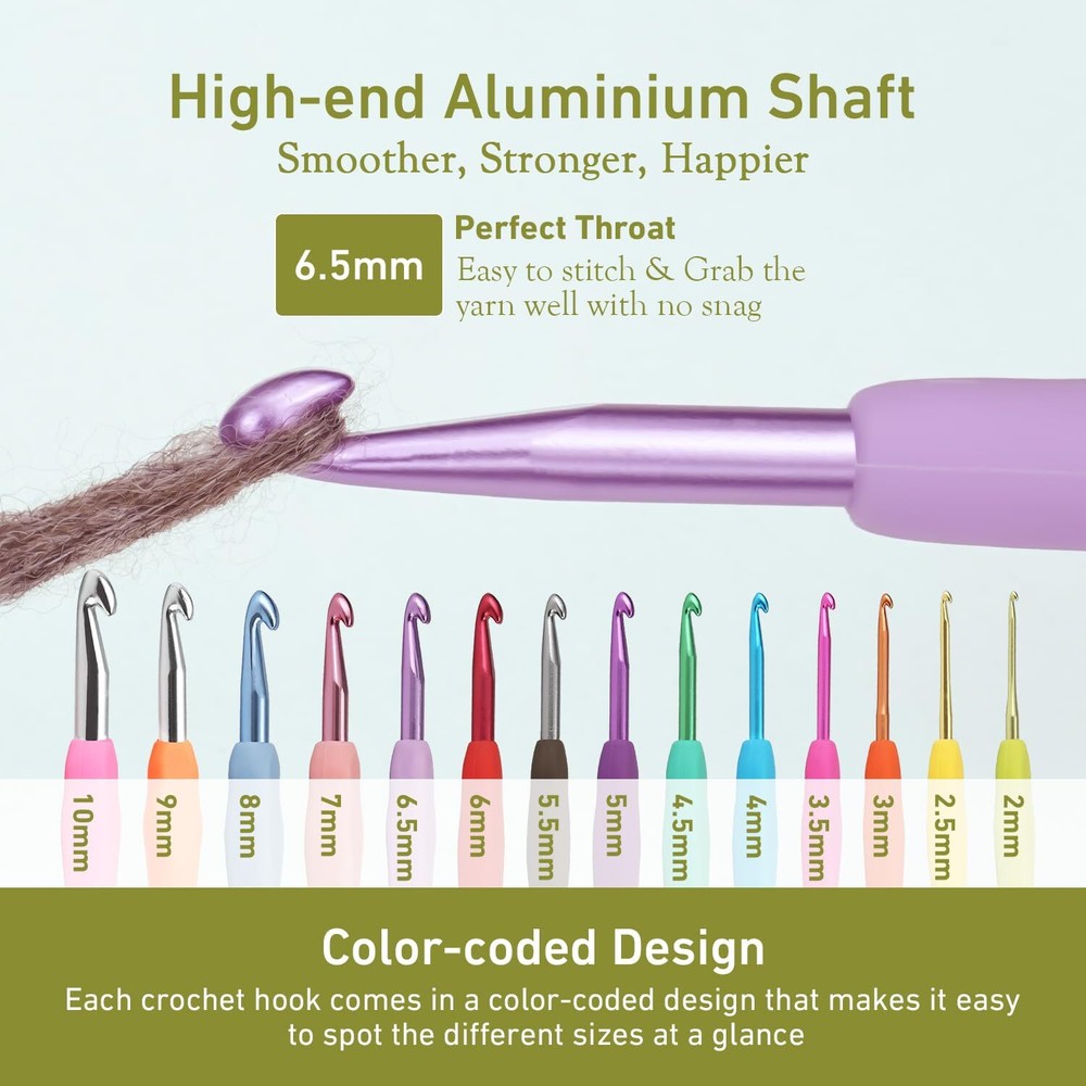 6.5mm Ergonomic Crochet Hook Super Smooth for Beginners 1 Pack