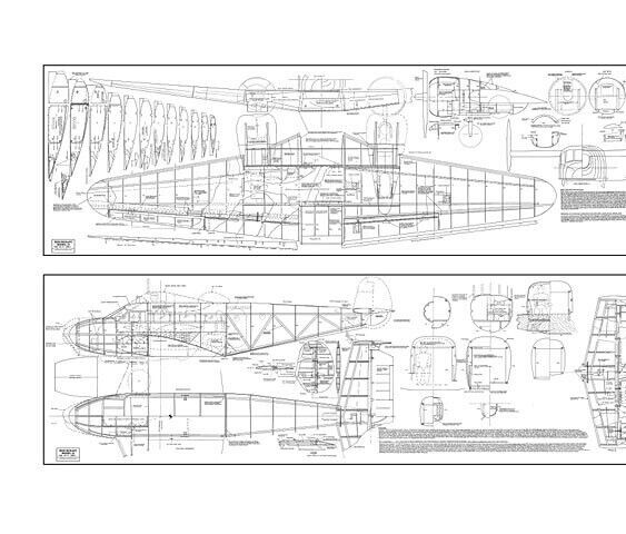 Beechcraft Model 18 80" WS RC Model Airplane Plans Templates PDF on USB