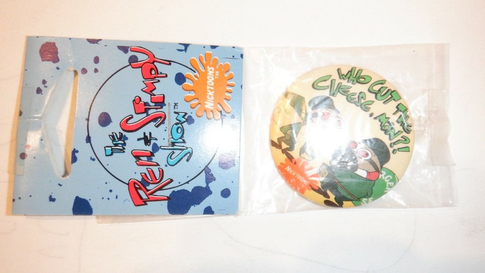 REN & STIMPY BUTTON WHO CUT THE CHEESE MAN?! 1993 KALAN