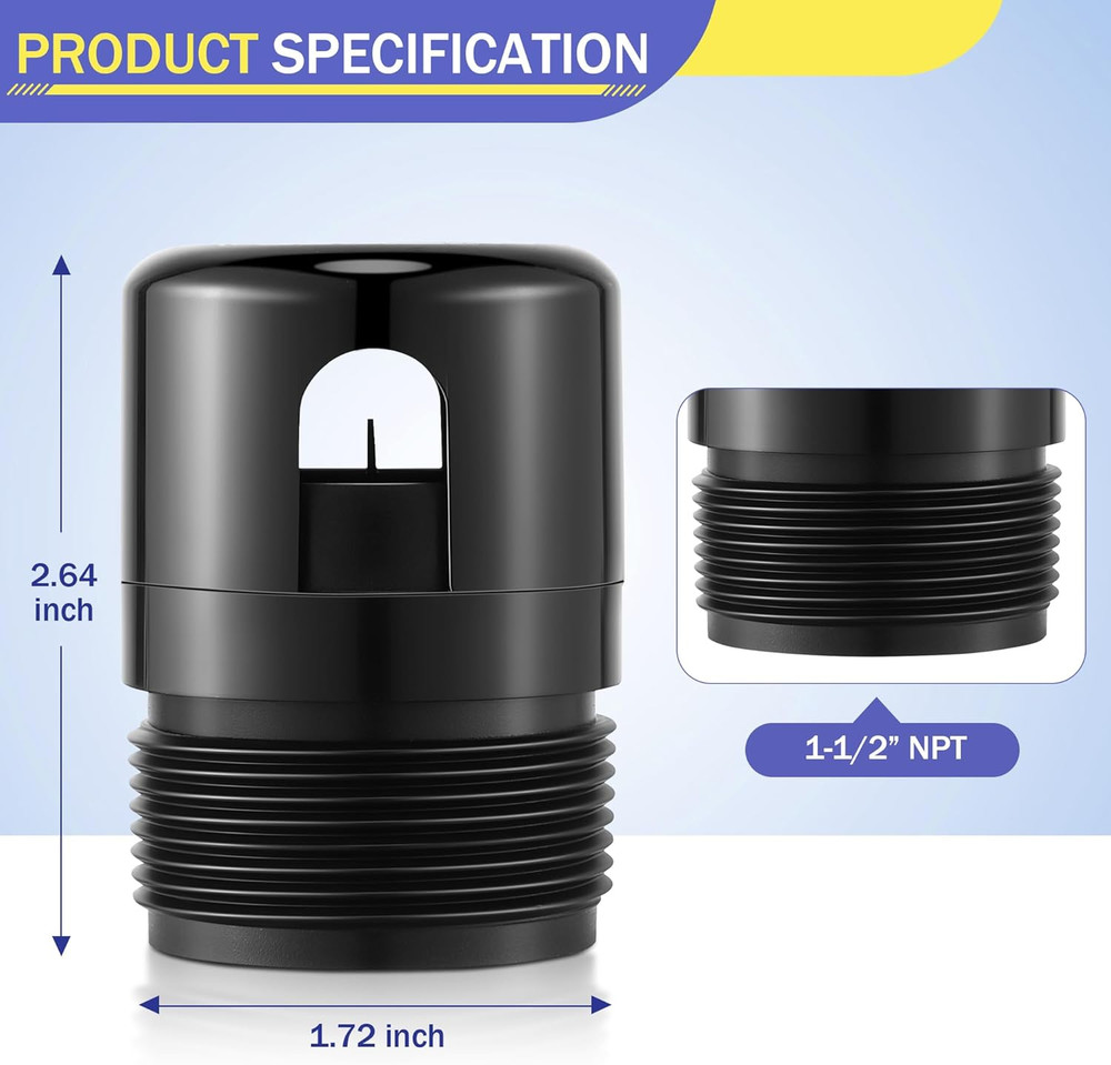 Enhon 1-1/2 Inch NPT ABS in Line Vent, Diaphragm RV Air Admittance Valve