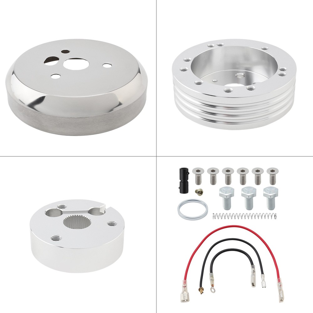 Silver 5 & 6 Hole Billet Steering Wheel Hub Adapter Universal