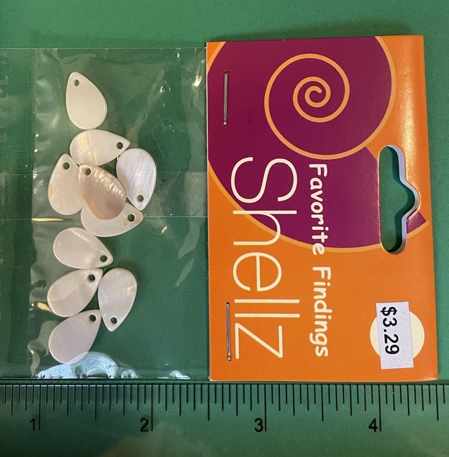 FAVORITE FINDINGS SHELLZ 5/8” WHITE SHELL 1-HOLE TEARDROP SHAPE DANGLES-Z256