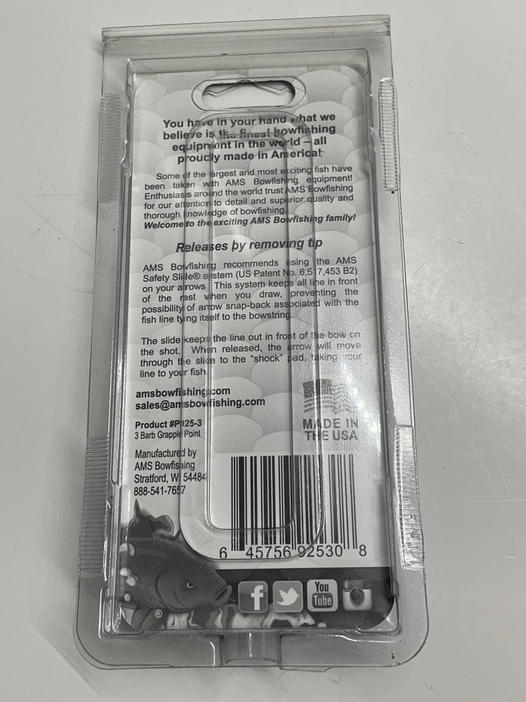 AMS Bowfishing 3 Barb Grapple Point Single Pack