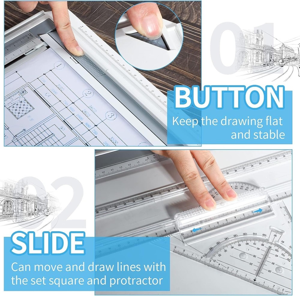 A3 Portable Drawing Board, Multi-Function Metric Drafting Table Drafting Board