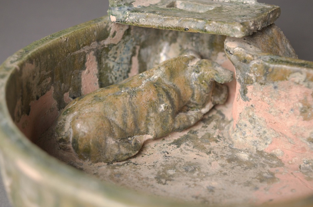 Chinese Later Han Dynasty Old Pig Statue 緑釉牛舎 明器【後漢】