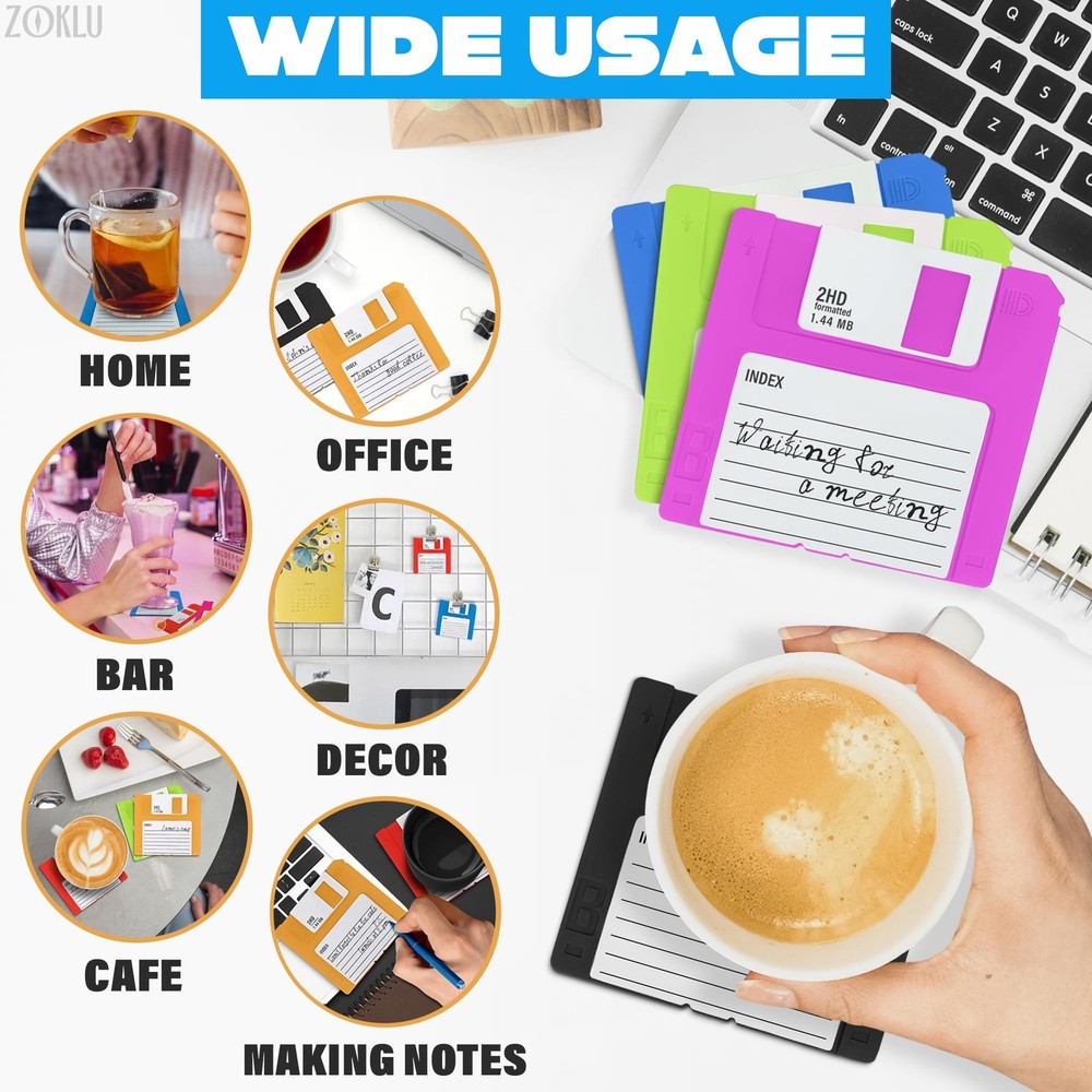 Floppy Disk Coasters Set of 6 – Funny Coasters for Drinks That Protect Sur
