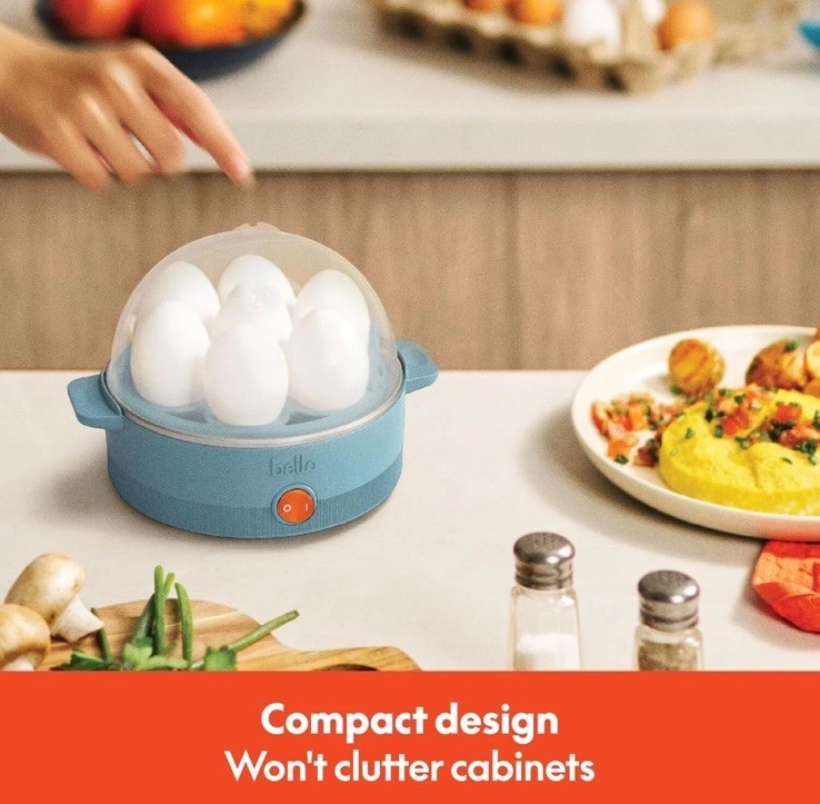 Bella Electric Egg Cooker, 7 Eggs Capacity Tray, Single Stack, for Poached, Scra