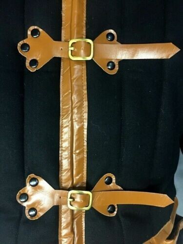 Black Medieval Gambeson | With Leather Border