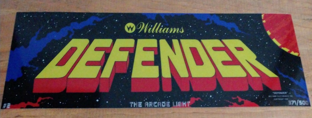 DEFENDER Backlit 4" x 11" Marquee w/ The Arcade Light Display