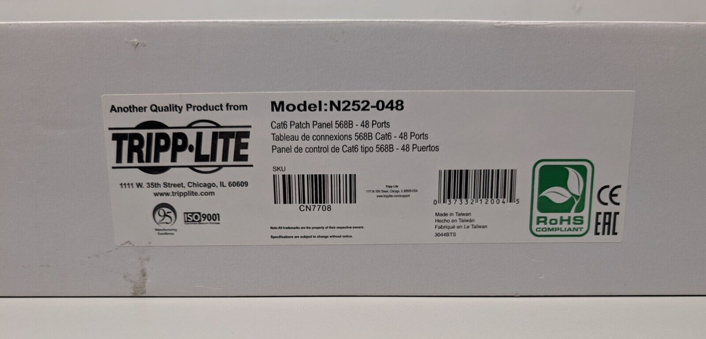 Tripp Lite N252-048 48-Port Cat6 Patch Panel