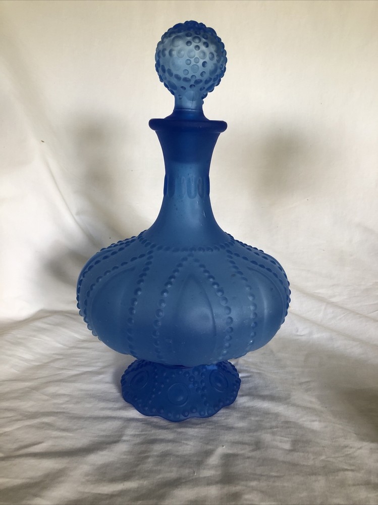 Large Blue Decanter 14" Tall